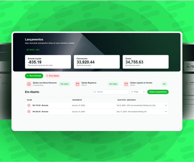 Imagem mostrando uma das telas do sistema da Finova